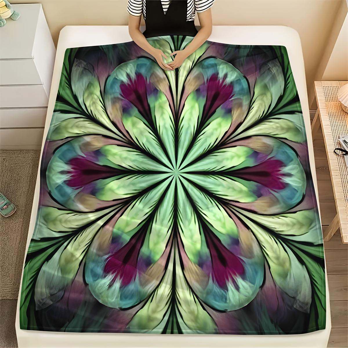 Vibrant Tie-Dye Mandala Flannel Throw Blanket – Ultra-Soft, Multipurpose for Sofa, Bed, or Camping – Machine Washable, All-Seaso 75x90cm