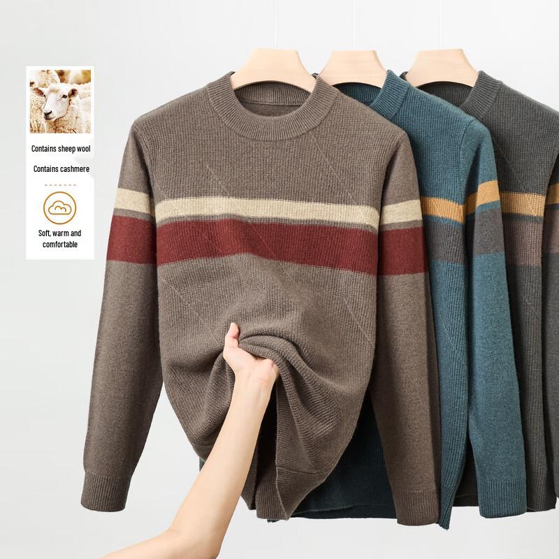 

Men s Striped Knit Wool & Cashmere Blend Sweater 3XL