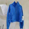 Korean Style High-end Solid Color Zipper Sweatshirt for Women New Loose Lazy Style Casual Pullover Versatile and Comfortable Top