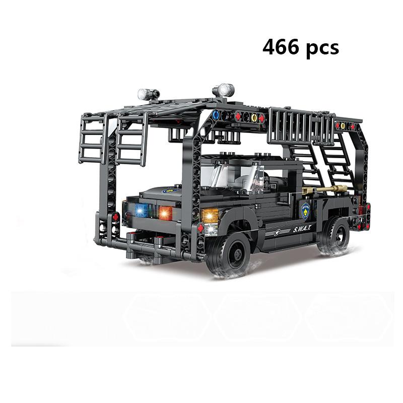 City SWAT Team Police Truck Car Panzer Tank Building Blocks Brick Police Station Figures Arme Model Educational Toys