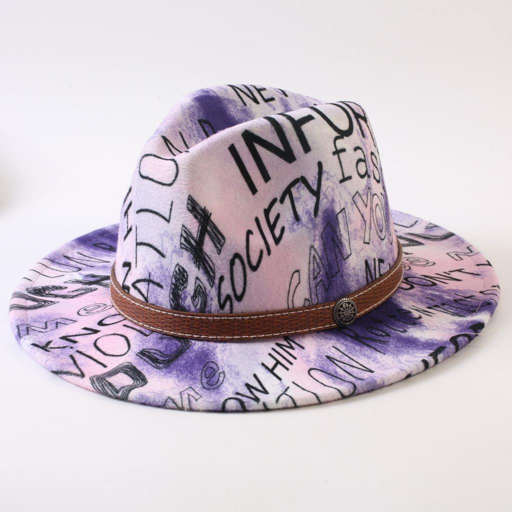 New European and American style letter printing fashion top hat men's and women's fashion jazz hat sunscreen sun hat