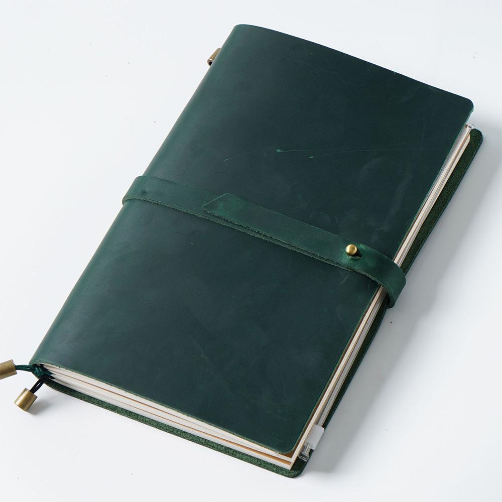 Functional Genuine Leather Journals Travel-Diary Durable Full-Grain Leather Cover Thick Tear-Resistant Souvenir-Notebook Custom