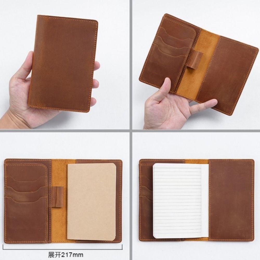 Crazy Horse Leather Genuine Leather Notebook Pen Slot Leather Journal Cover Gift for Men