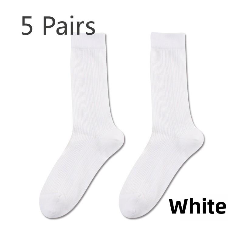 5 Pairs Mid-tube Socks Thin Summer Mesh Breathable Vertical Stripe Trend Pile Socks