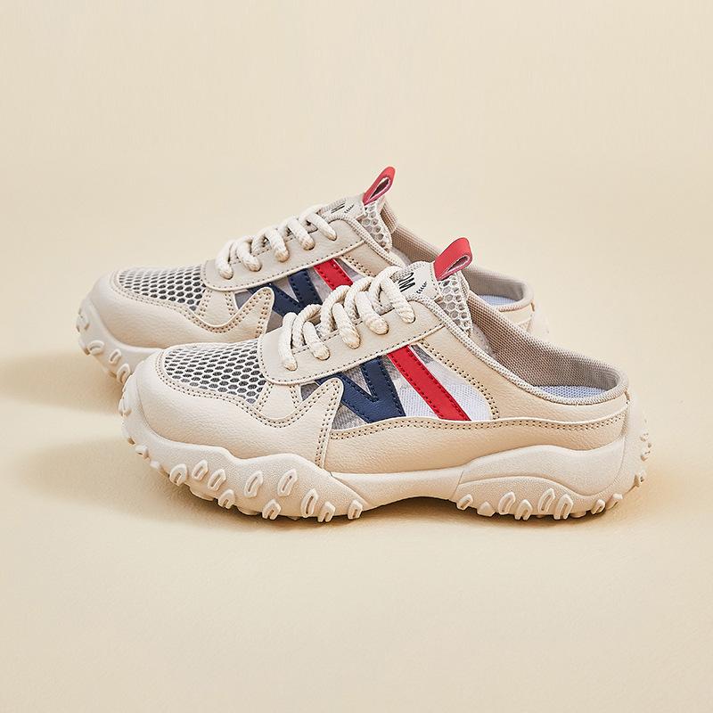 New Mesh Breathable Fitness Travel Lightweight Fitness Arch Support Casual Sneakers -Cushioning Anti-slip Comfortable Outdoor Half Slippers