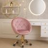Elegant Lifting Rotating Armchair Velvet On Wheels Rundo Pink Jumihome