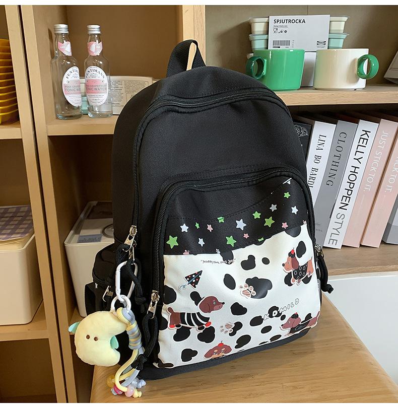 Schoolbag Backpack Women's 1011 Spring New Fresh and Sweet College Student Backpack Large Capacity Cute Printed Puppy School Bag
