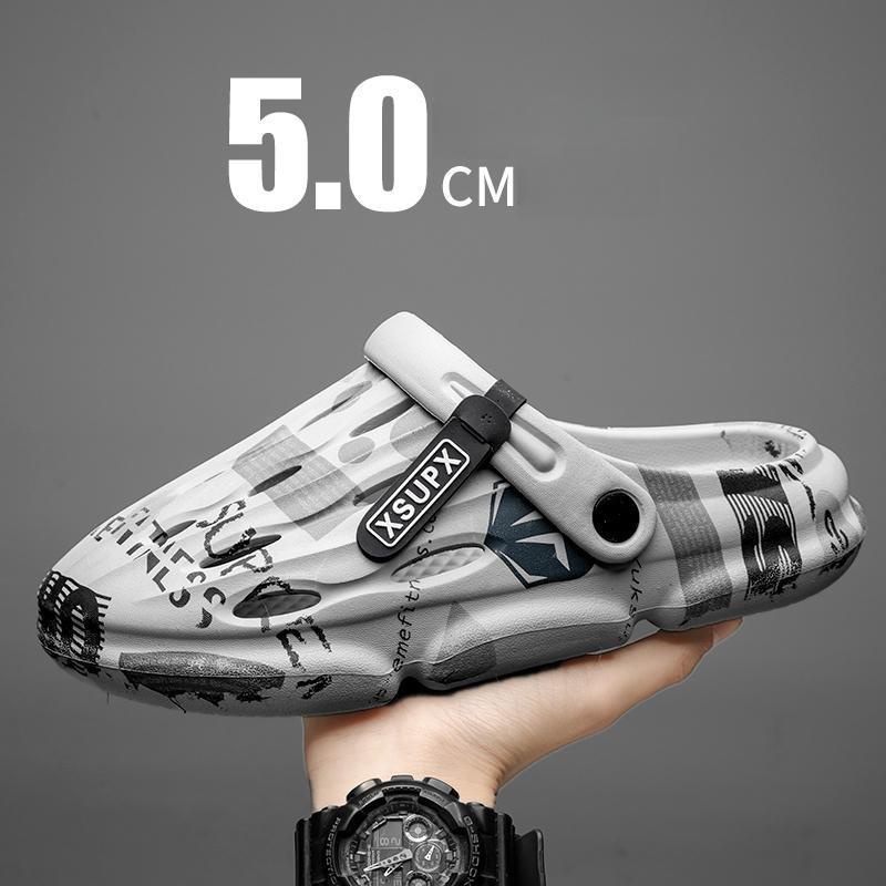 Fashion Men's Outdoor Slippers Spring Summer Beach Shoes Thick Bottom Sport Sandals Two-in-One Mesh Trendy Slippers Sneakers for Men