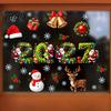 Seasonal Party Decorations 2027 Merry Christmas Window Cling, Santa Snowman Reindeer Glass Door Sticker, Claus Stickers Static Decal for Living