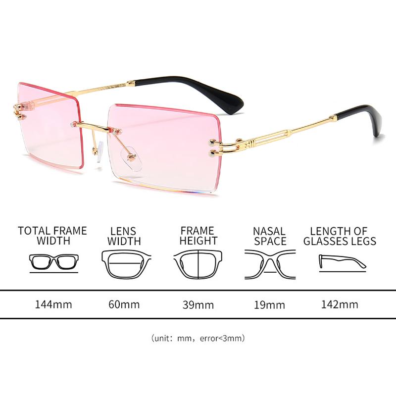 Rimless Rectangular Sunglasses Stylish Beautiful Comfortable UV Protection Rimless Sunglasses for Women