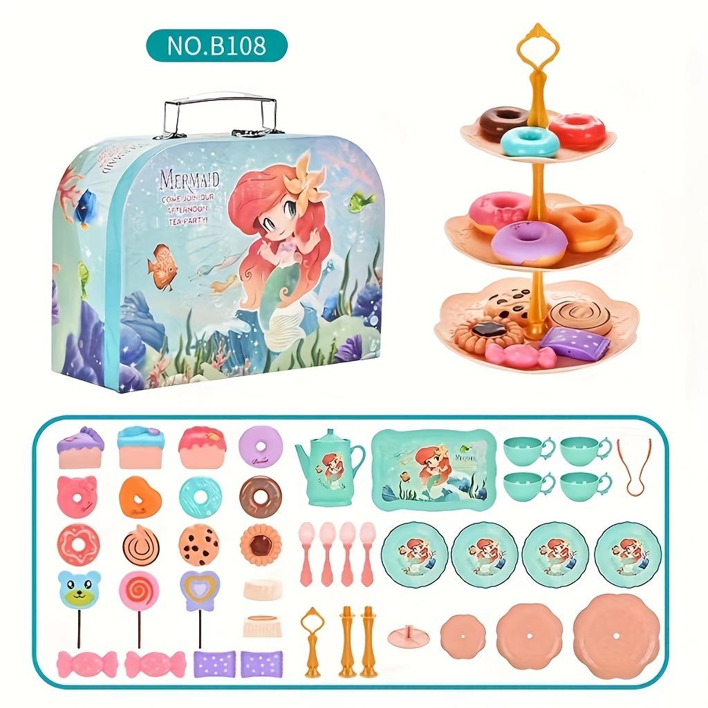 

44 шт., набор для чаепития для кухни, ролевые игры, игрушки для чаепития с десертом, печеньем, пончиком, чайник, подарки принцессы, игрушки Tea Set