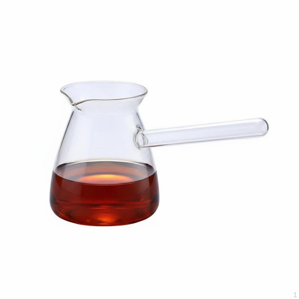 Caffettiera in Vetro con Manico Laterale Resistente al Calore Design Turco Server Trasparente Borosilicato