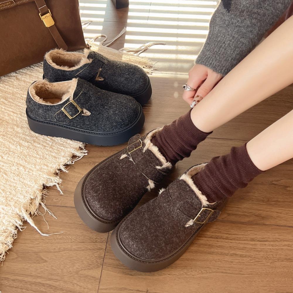 Fashion Autumn Winter Women Shoes Casual Flat Shoes Women Moccasins Soft Loafers Fashion Comfort Warm Plush Slip on Female Cotton Shoes