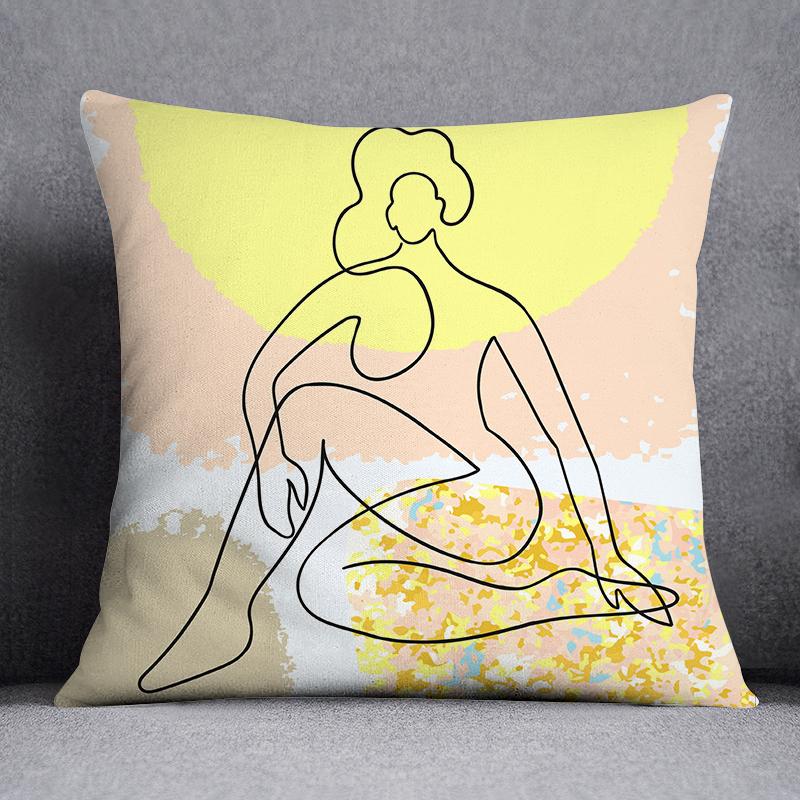 Square Decorative Pillowcase Abstract Pattern Living Room Sofa Cushion Waist Cushion Pillowcase Home Decoration 45cmx45cm