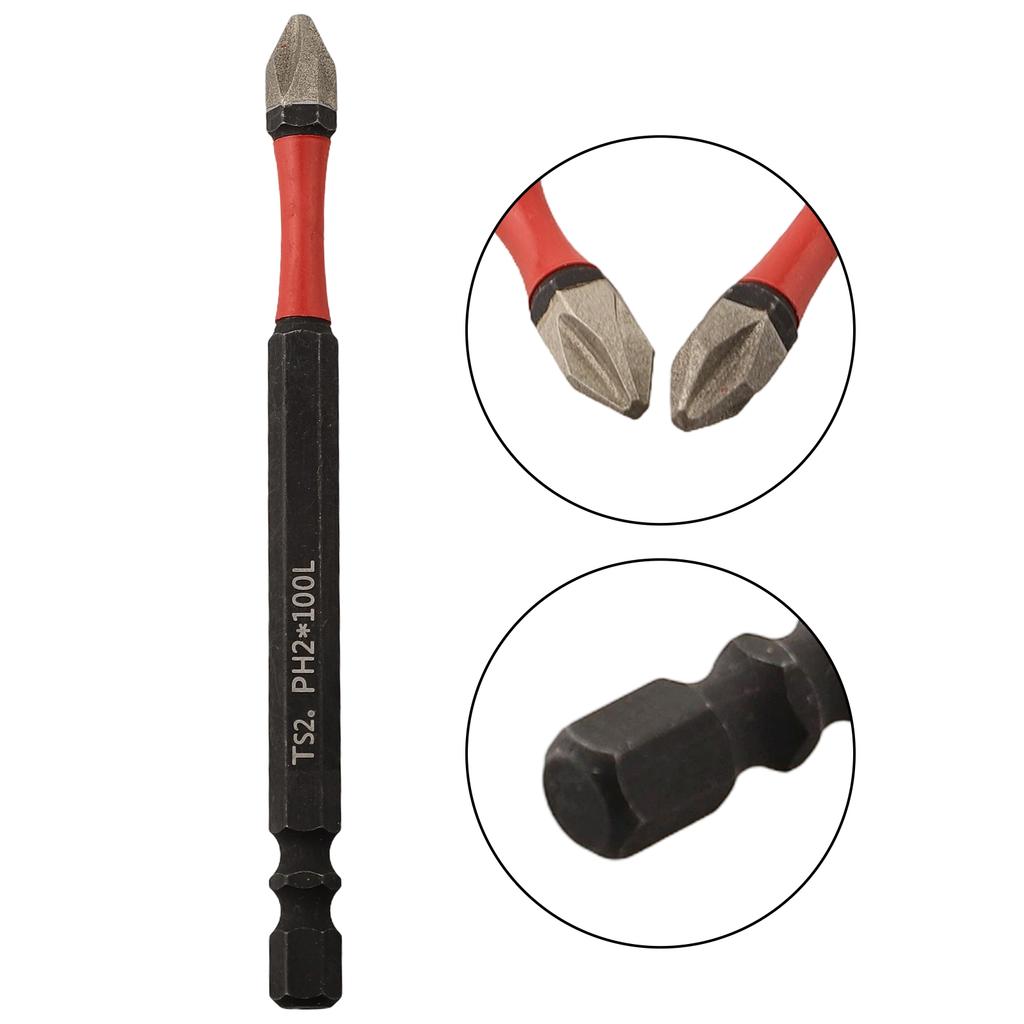 2PCS Screwdriver Bit PH2 50/65/100mm Impact-Screwdriver Bits Magnetic-Phillips Driver Drill Head Tool Accessory Series