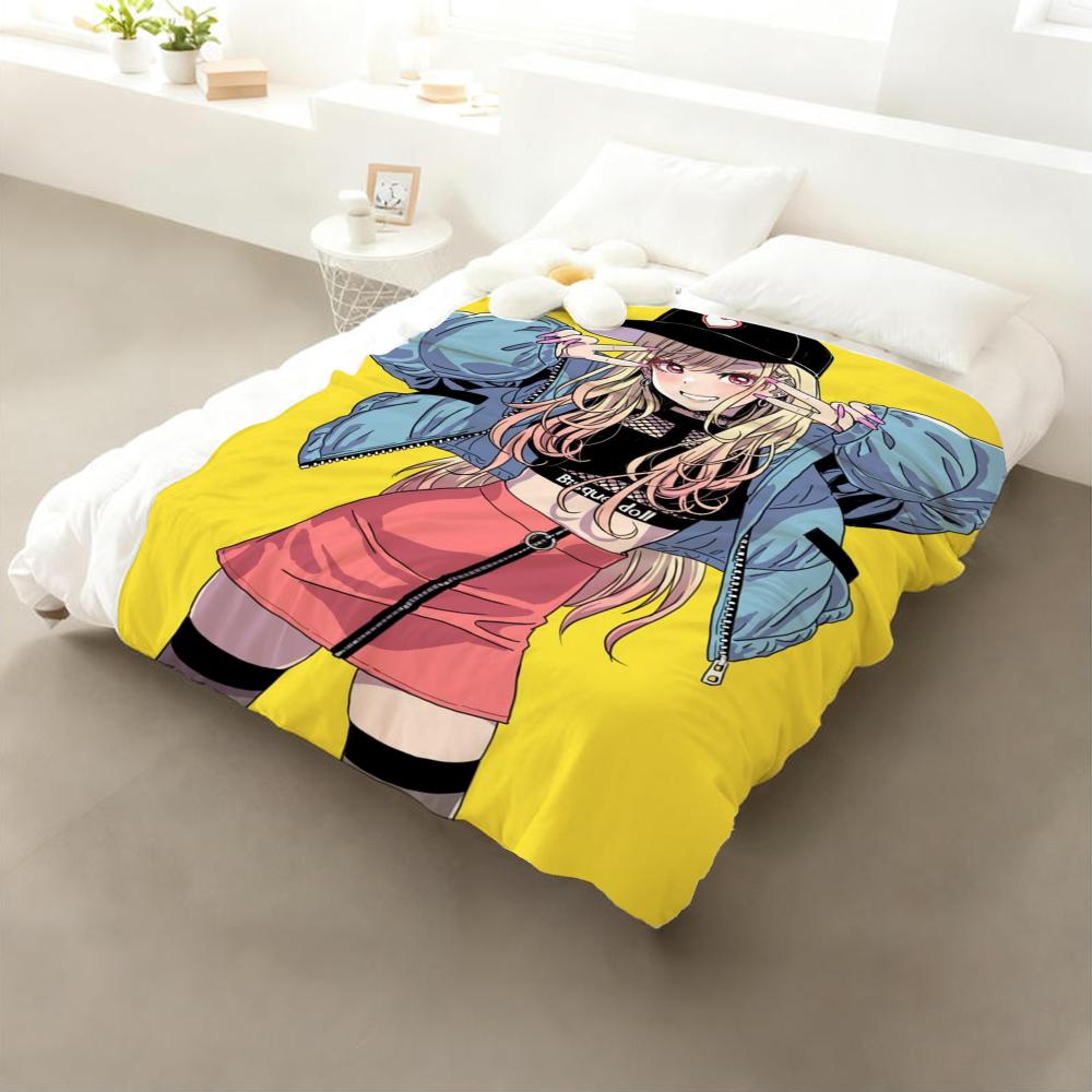 Anime Kitagawa Marin Kuscheldecke Flanell: Weiches, kinderfreundliches, warmes, antistatisches, waschbares Ganzjahres-Schlafsofa für Zuhause
