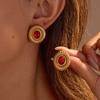 GEMCHIC Women's Vintage Tiger Eye Agate Earrings Retro French Style Light Luxury Versatile Earrings
