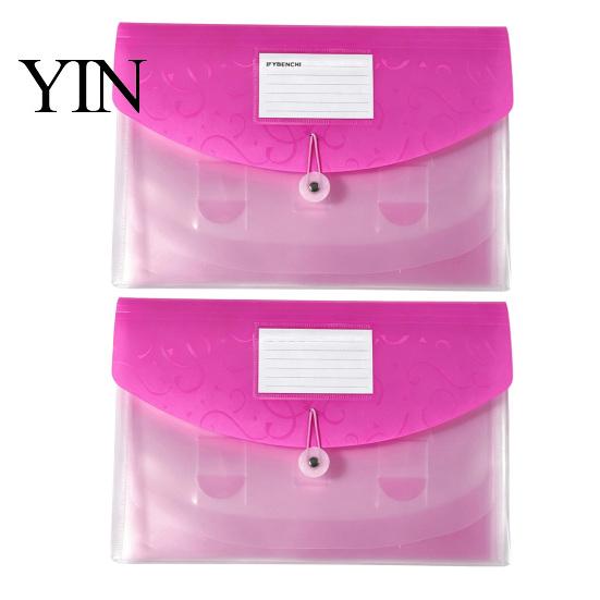 Expandable File Organizer Document Folder with Label Slot, Layered Design Waterproof PP Storage Envelope, Secure Rope Closure for Office And