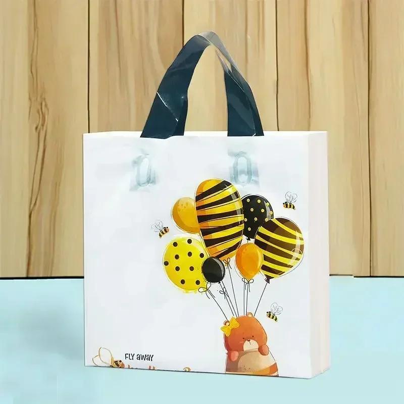 50piece Cartoon Large Capacity Gift Bags Vertical Large Size Clothing Store Plastic Handbag High End Portable Gift Storage Pocke