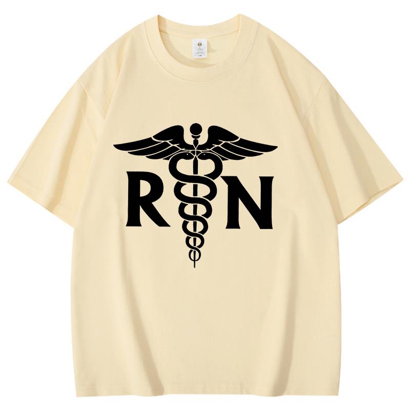 New Hot Rn Caduceus Printed Tshirts Unisex Women Unisex Casual Loose Round Neck Creative Personalized Tshirts Summer Couples Top