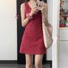 Red V-neck Sleeveless Vest Dress Children's Summer New Elegant Small A-word Short Skirt