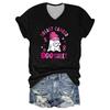 Ladies' Casual Halloween Printed V-Neck Short Sleeved T-Shirt