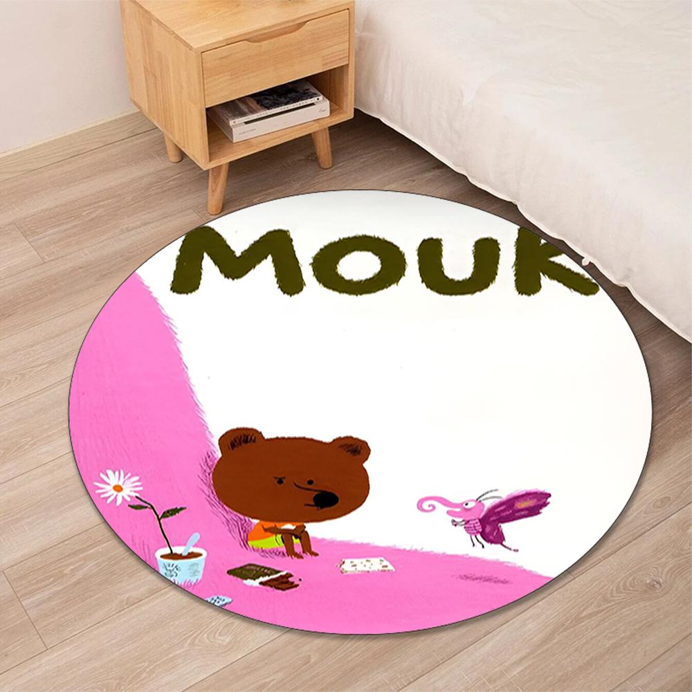 Mouk Printed Round Rug Carpet Chair Rug Area Rug Entryway Doormats,for Office Chair Living Room Bedroom Kitchen Room.