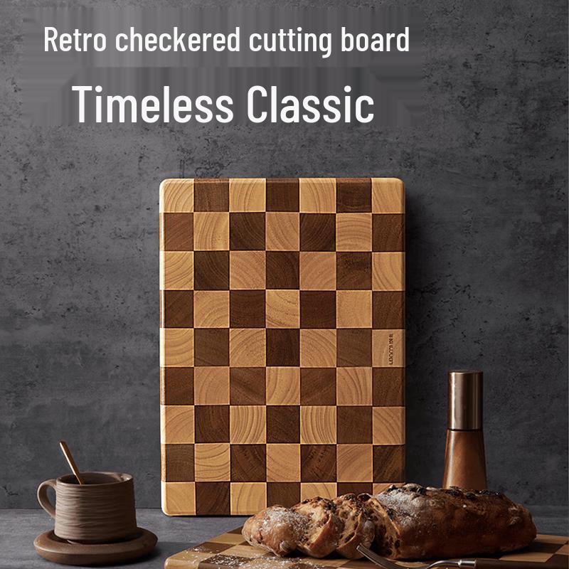 Lazy Rice Pro Acacia Wood Checkered Cutting Board