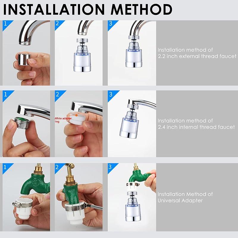 The Kitchen Faucet Filter Has a Splash-free Aeration Head with a 360° Fully Rotating Nozzle and Water Filter, Which Can Be Flexibly Expanded