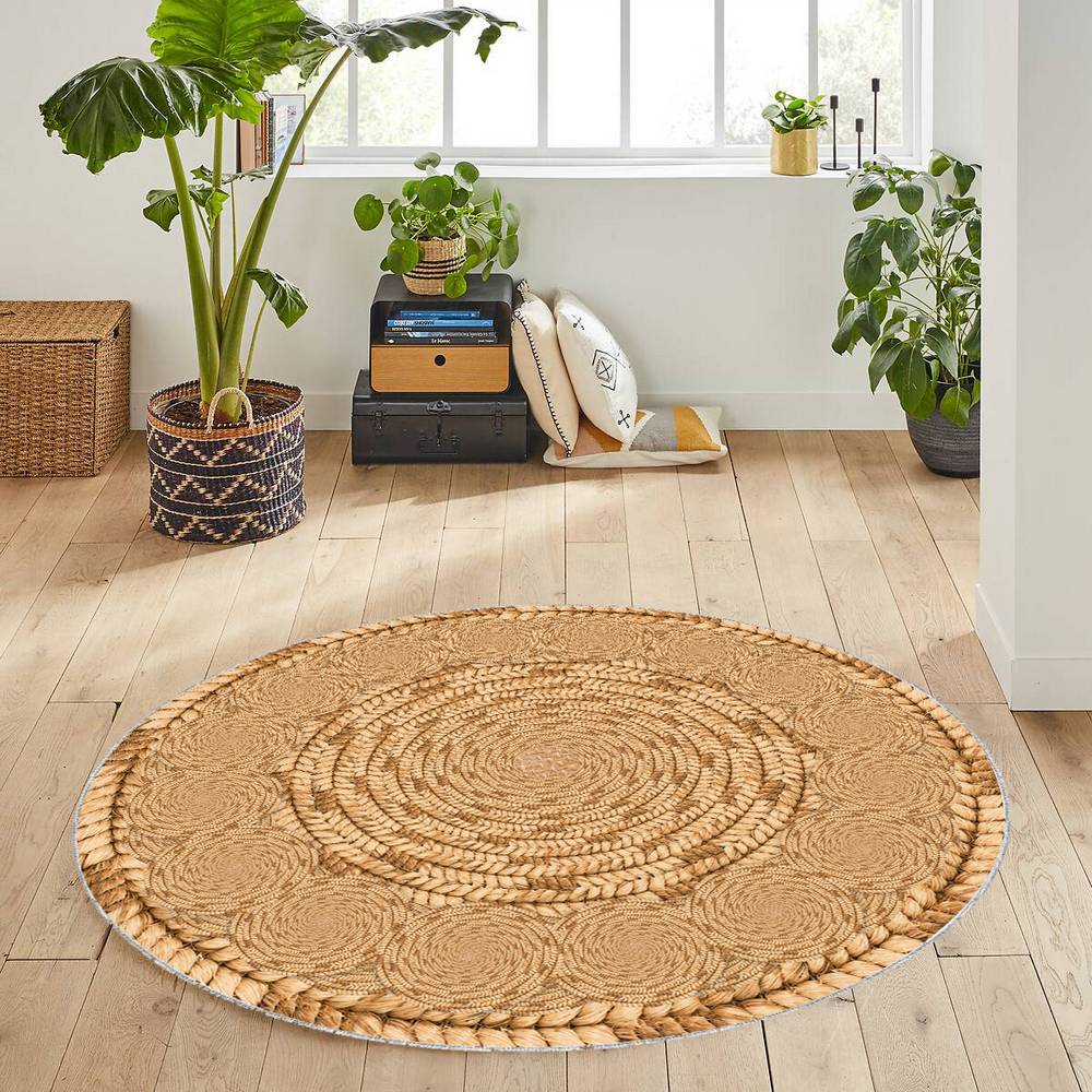 

Rovigo Home Моющийся круглый ковер с принтом RHM7061-SD327 100x100 коричневый