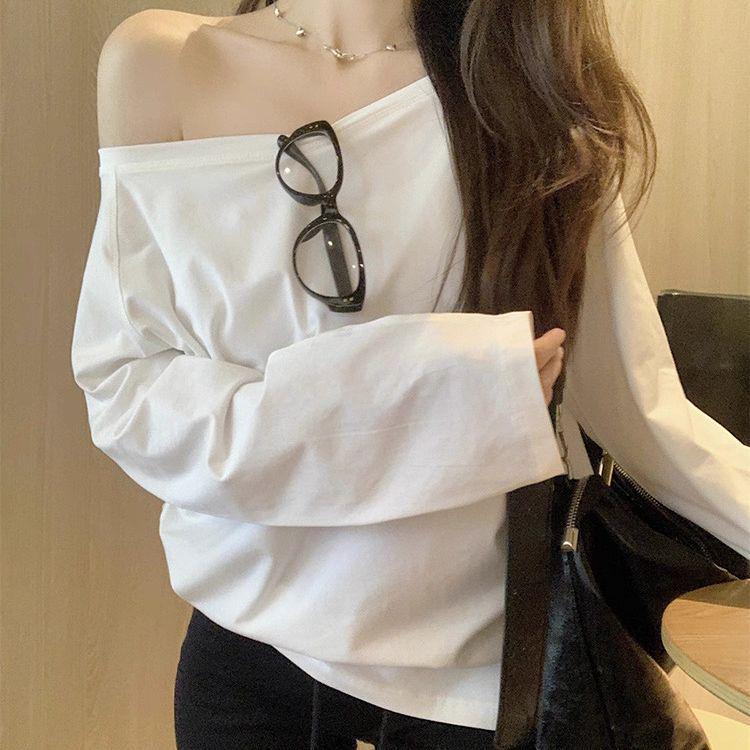 Autumn 2025 Women's Versatile Off-Shoulder Long-Sleeve Top