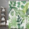 Tropical Plant Leaf Shower Curtain, Bathroom Decorative Shower Curtain, Waterproof Shower Curtain with Hooks