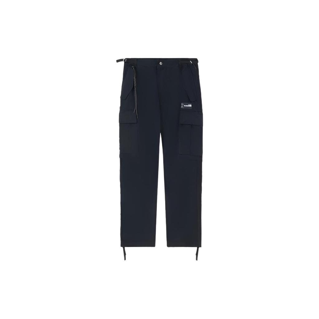 Lining Solid Color Buttoned Straight-Leg Casual Pants Men Bottoms Black AKXS087-2