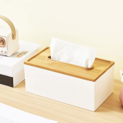 Krabička na kapesníky s bambusovým víkem v japonském stylu, stolní úložný box pro jídelnu, obývací pokoj, kancelář, výsuvný dávkovač kapesníků