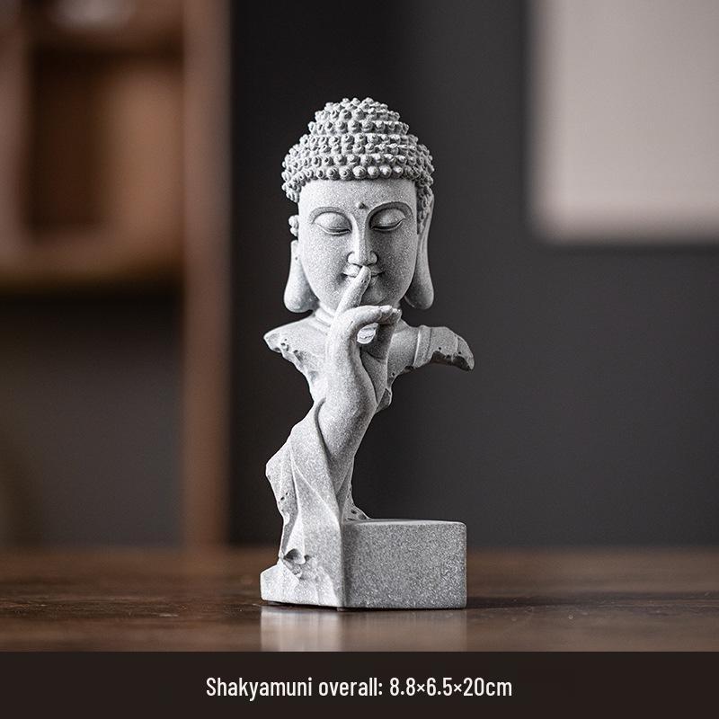 Zen-Style Xian Porcelain Buddha Ornament: Creative Desktop and Tea Room Bonsai Decoration.