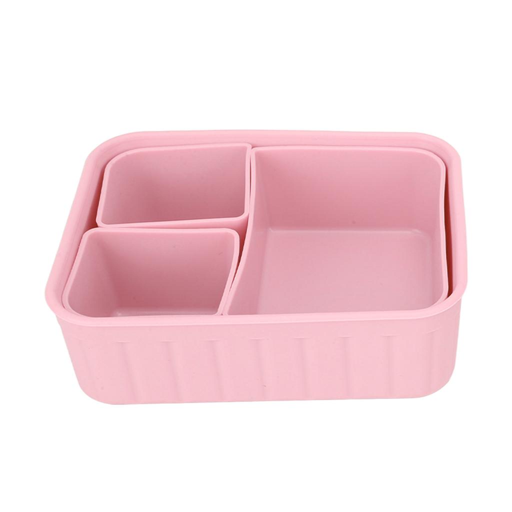 Cajas de Almuerzo de Silicona 3 Compartimentos Extraíbles Reutilizables a Prueba de Fugas Contenedores de Comida para Escuela Trabajo Viajes Aptos para Microondas 880ml