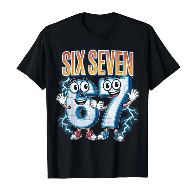 67 Six Seven Funny Italian Brainrot Gaming Meme T-shirt Men Women Oversized Y2k Short Sleeve Street Hip Hop Streetwear Clothing