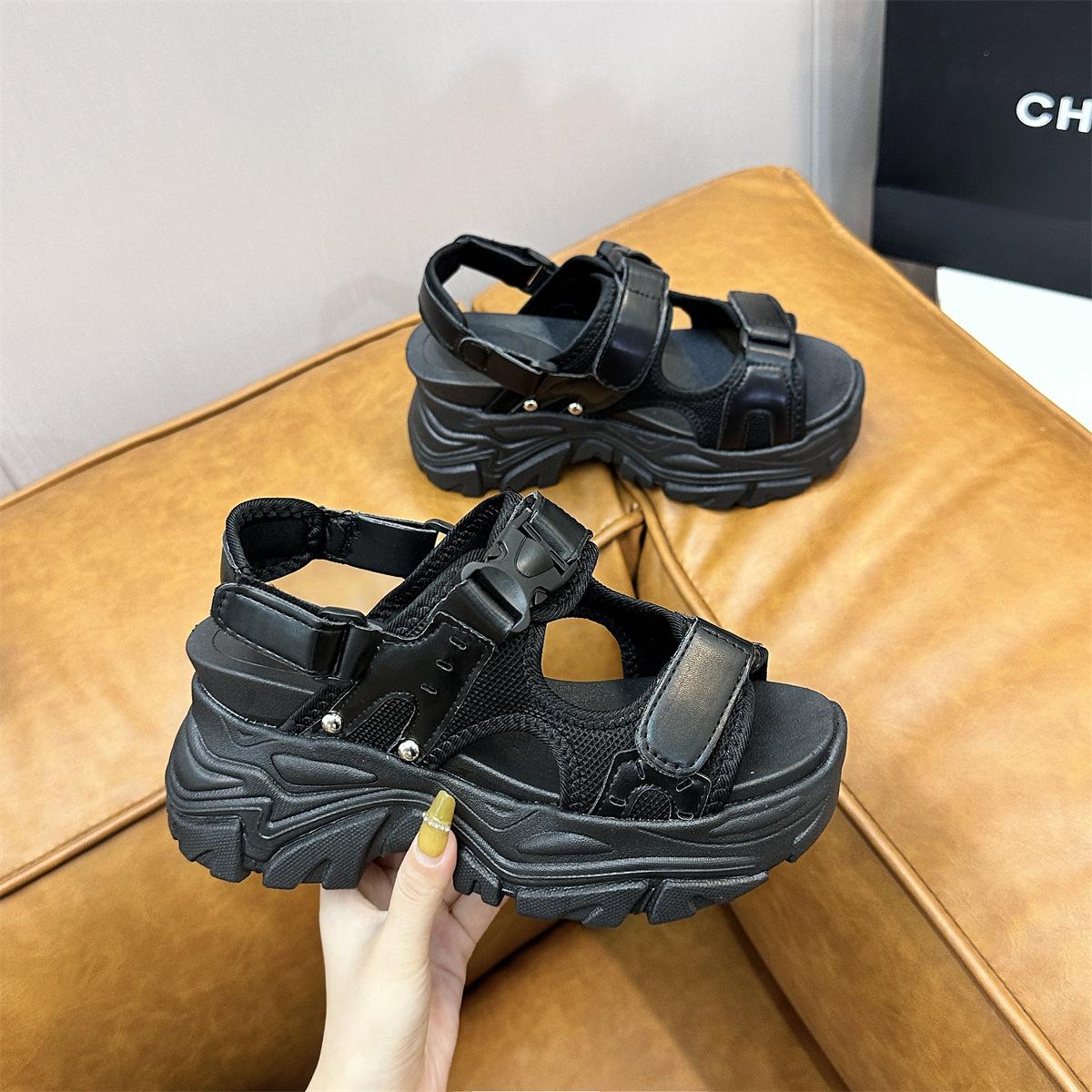 

10,5 см сандалии на толстой платформе женские летние туфли с увеличенным каблуком пляжные тапочки модные повседневные сандалии с открытым носком размер 35-40 40