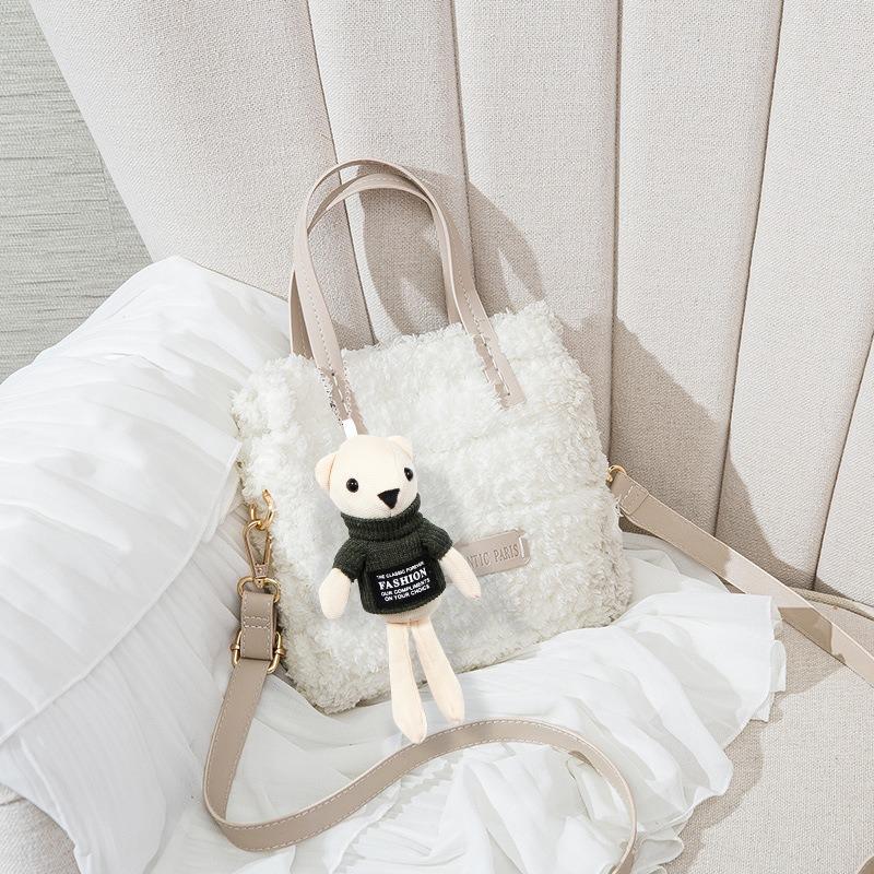 Wholesale woven handmade bag DIY wool hand-sewn bear material bag mesh fleece homemade gift for girlfriend