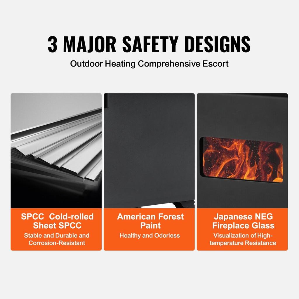 Wood Stove, 86 Inch, Alloy Steel Camping Tent Stove, Portable Wood Burning Stove with Chimney Pipes & Gloves, 1400in³Firebox Hot Tent Stove for