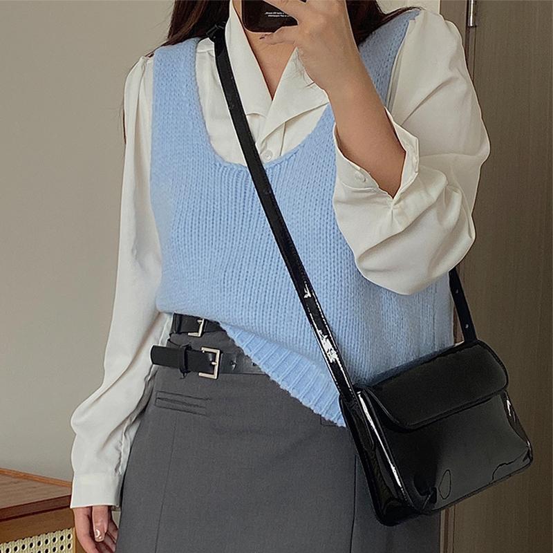 Retro Patent Leather  New Women's Underarm Bag Fashion Small Square Shoulder Messenger Bags Casual All-match Handbags