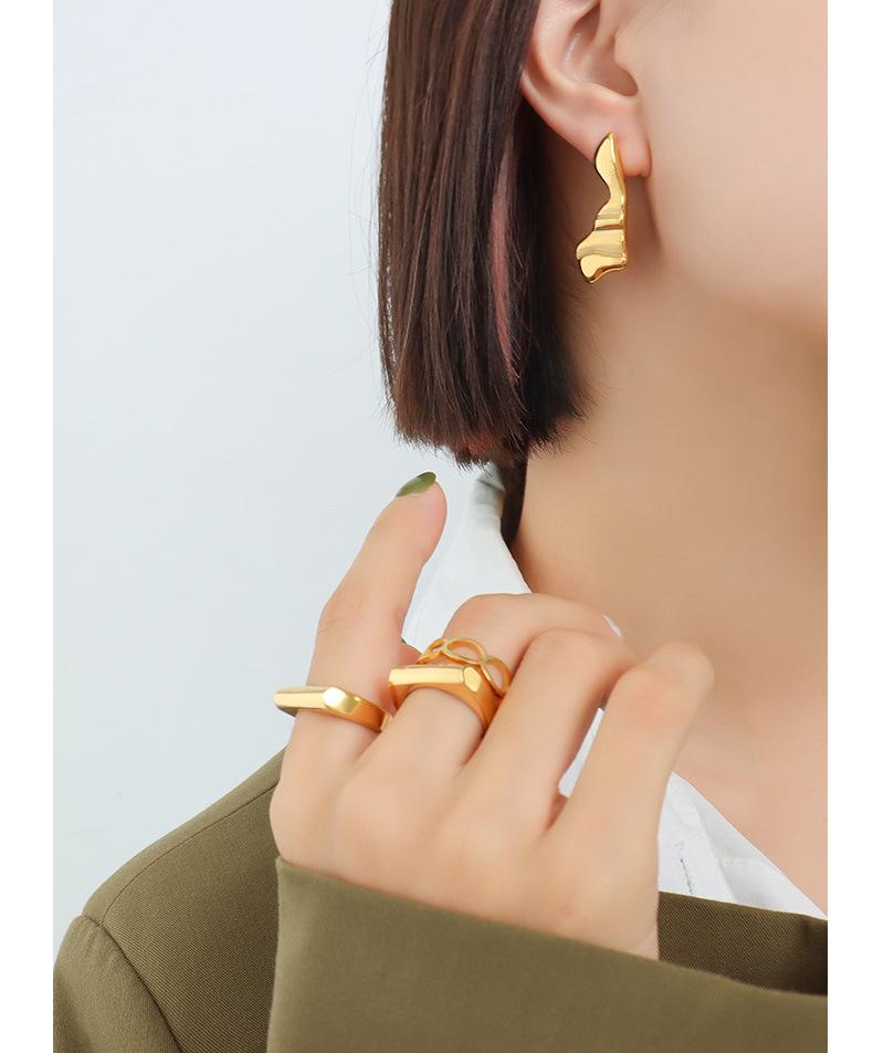 European and American Titanium Steel Non-Fade Cold Style Exaggerated Hoop and Cuff Earrings