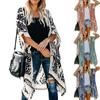 Tassle Ball Güneş Koruma Mayo Hırka Kadın Boho Yarım Kollu Baskılı Plaj Cover Up