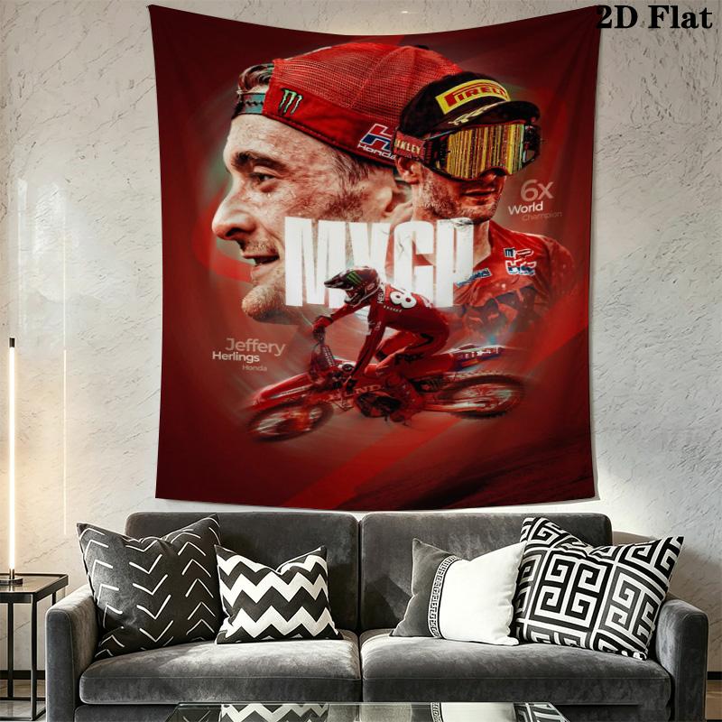Jeffery Herlings MXGP Tapestry, Motocross Champion Wall Hanging, Motorcycle Sports Wall Art Home Decor