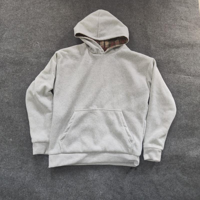 

Европейская и американская осенне-зимняя уличная ретро клетчатая толстовка с капюшоном для мужчин и женщин XL серый