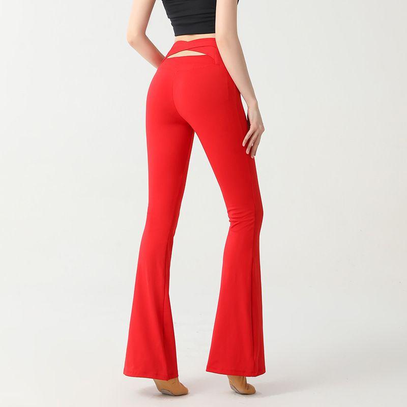 

High Elastic Transport Yoga Pants Bell-Bottom Pants Female Skinny Slimming High Waist Sexy Peach Hip Raise Fitness Pants Dance Pants Big Red-High Elastic Nylon S