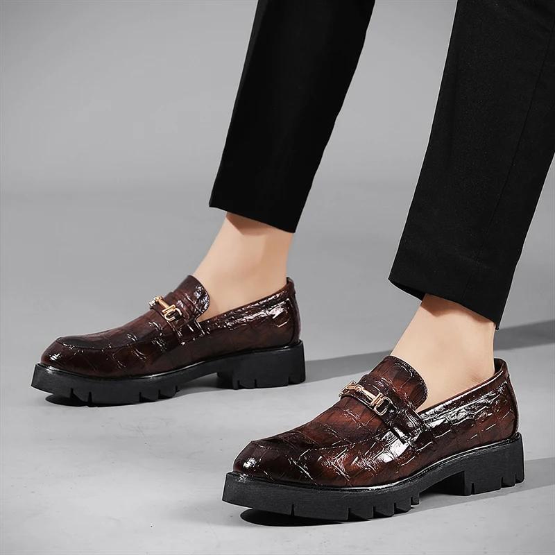 Luxusmarke Herren Klassische Slipper Mode Lässige Lederschuhe Hohe Qualität Bequem Leicht Dicke Sohle Outdoor Kleiderschuhe