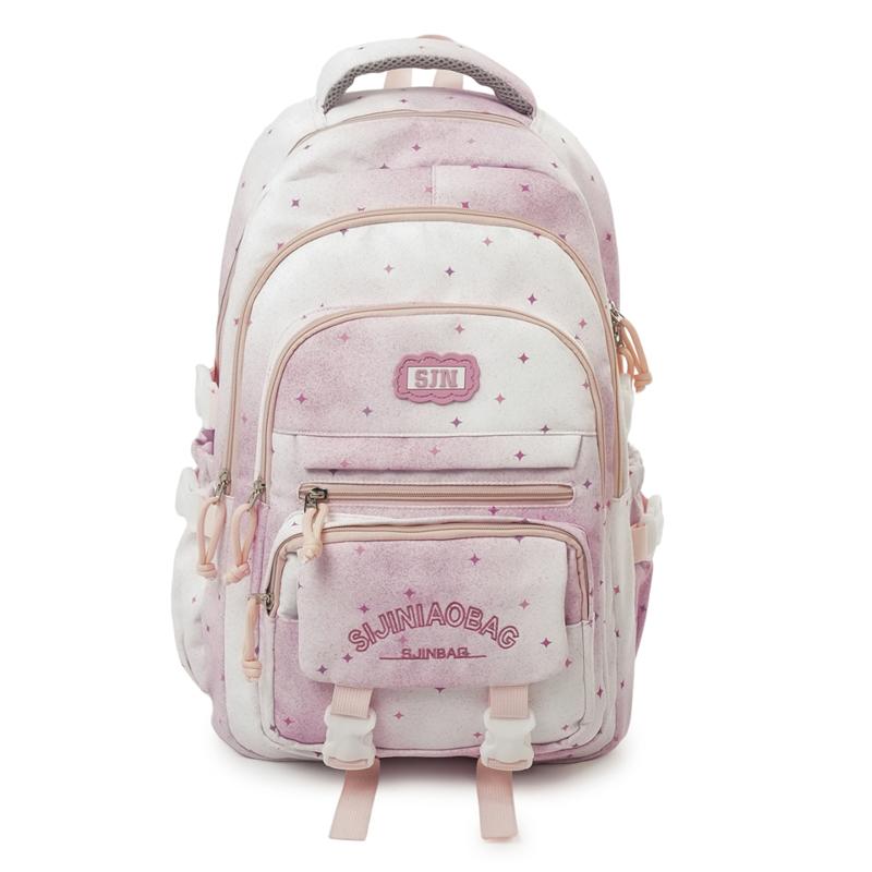 Color Block Women's Backpack Student Schoolbag Large Capacity Star Print Backpack