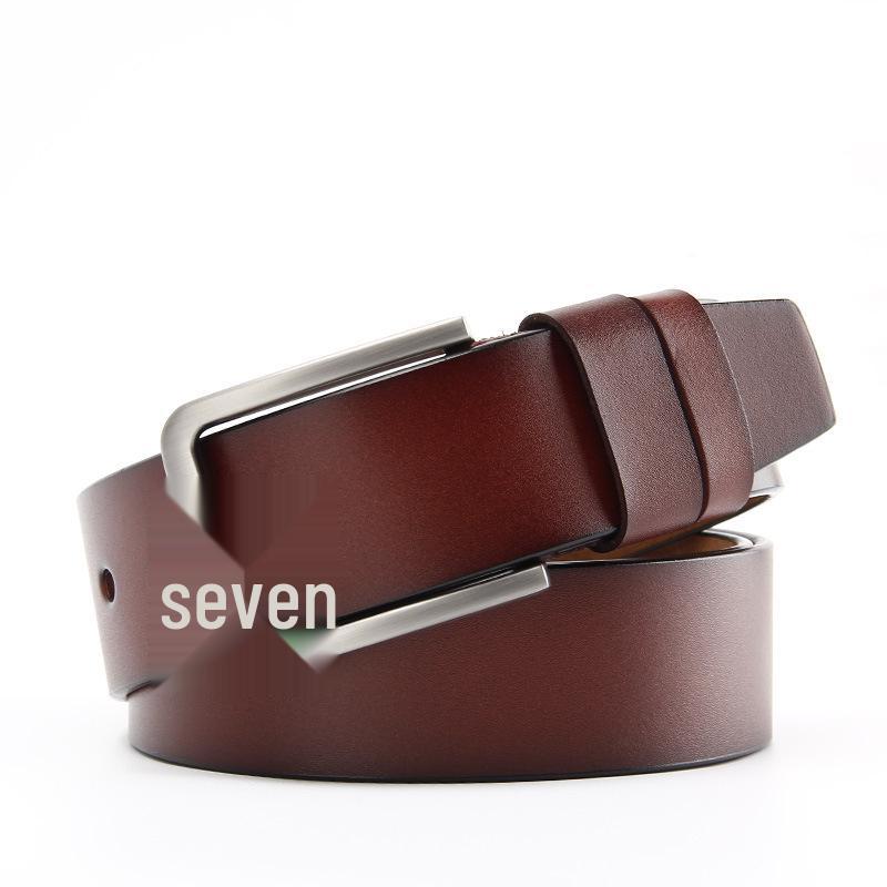 Men s Retro Yellow Cowhide Leather Belt with Pin Buckle 105-125cm