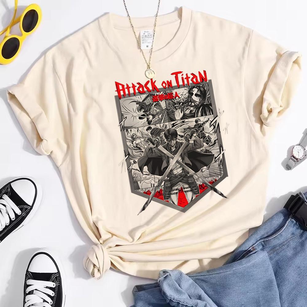 Attack On Titan Top Tees Female Graphic Harajuku Hip Hop Kawaii Y2k Anime Tshirt Punk Hip Hop Trendy Pastel Psychedelic Grunge